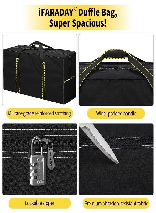 iFARADAY 155L Extra Large Duffle Bag - 42 inch Heavy Duty & Water Resistant Duffel Bag Durable Luggage Storage Bag for Camping, Travel, Sports (Black) - Image 3